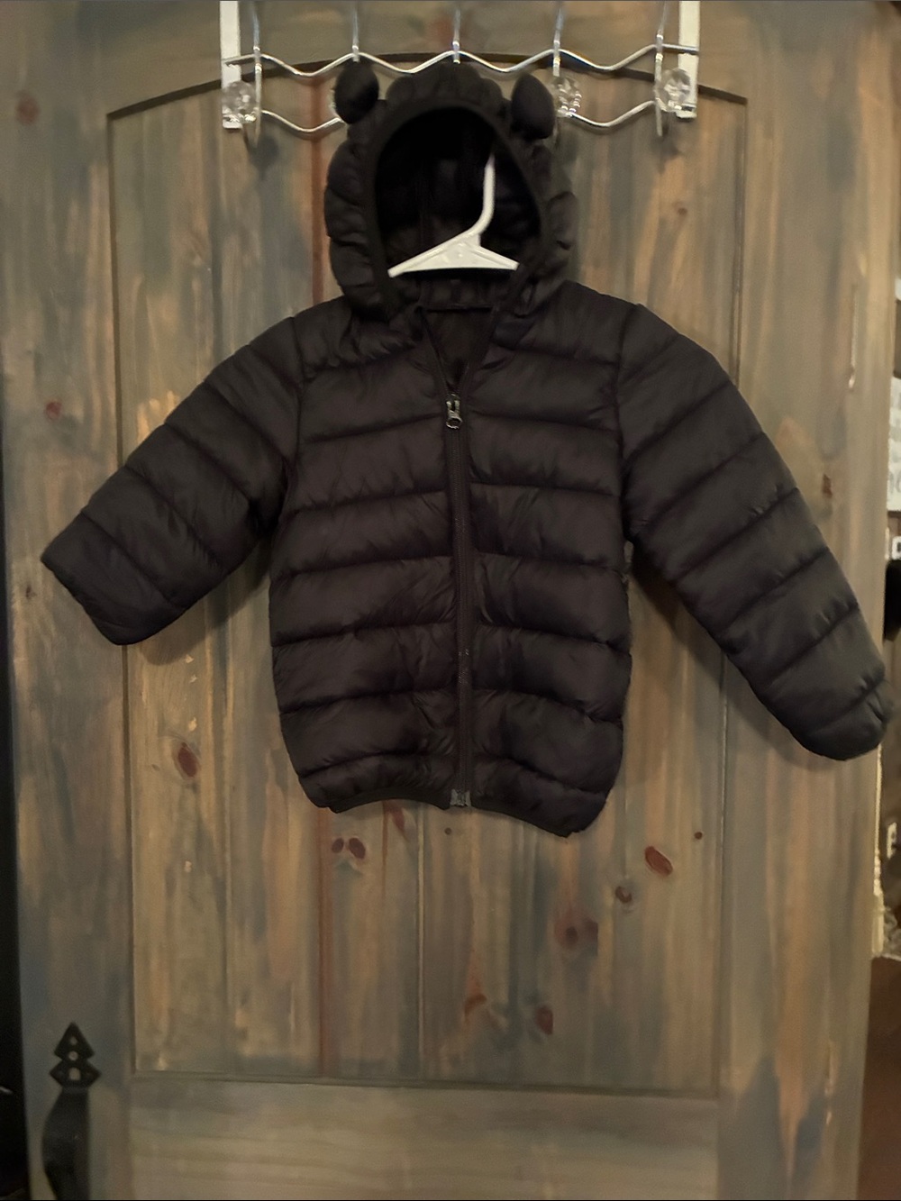 CECORC Toddler Black Hooded Puffer Jacket with Cute Ear Detail